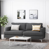 Dallin Contemporary Fabric 3 Seater Sofa, Charcoal and Silver Noble House