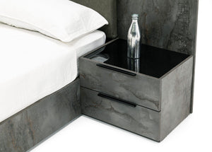 VIG Furniture Nova Domus Ferrara - Modern Volcano Oxide Grey Bed + Nightstands	 VGACFERRARA-BED-2NS-SET