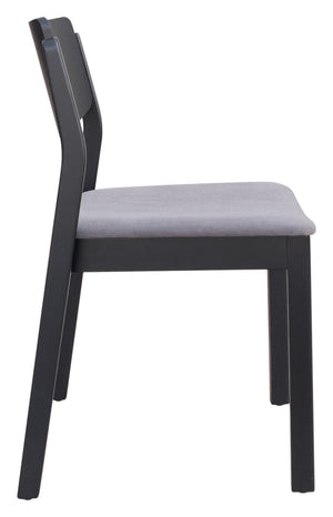 Zuo Modern Desdamona 100% Polyester, Rubberwood Scandinavian Commercial Grade Dining Chair Set - Set of 2 Gray, Black 100% Polyester, Rubberwood