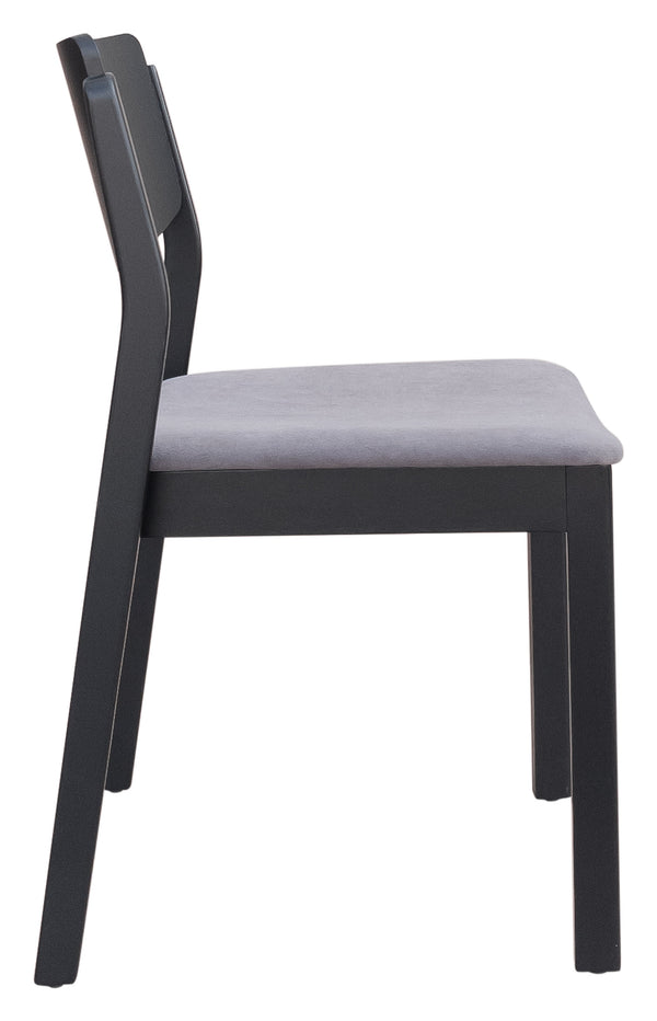 Zuo Modern Desdamona 100% Polyester, Rubberwood Scandinavian Commercial Grade Dining Chair Set - Set of 2 Gray, Black 100% Polyester, Rubberwood