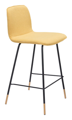 Zuo Modern Var 100% Polyester, Plywood, Steel Modern Commercial Grade Counter Stool Yellow, Black, Gold 100% Polyester, Plywood, Steel