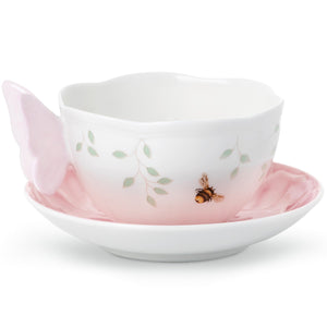 Butterfly Meadow Figural® Pink Cup And Saucer - Set of 4