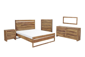 Porter Designs Urban Solid Sheesham Wood Queen Contemporary Bed Natural 04-117-14-1425-KIT