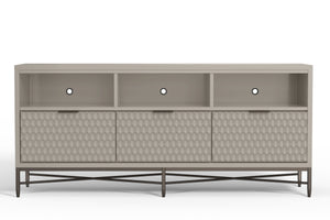 Milo TV Console in Taupe - Modern Design with Textured Drawers, Mahogany Finish & Ample Storage Space