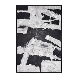 Sagebrook Home Contemporary 61x41 Framed Hand Painted Abstract Canvas, Black/g 70197  Polyester Canvas