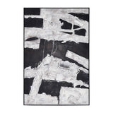 Contemporary 61x41 Framed Hand Painted Abstract Canvas, Black/g