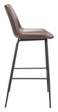 Zuo Modern Byron 100% Polyurethane, Plywood, Steel Modern Commercial Grade Barstool Brown, Black 100% Polyurethane, Plywood, Steel