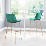 English Elm EE2713 100% Polyester, Plywood, Steel Modern Commercial Grade Bar Chair Green, Gold 100% Polyester, Plywood, Steel