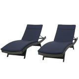 Christopher Knight Home® Salem Outdoor Grey Wicker Adjustable Chaise Lounge with Navy Blue Cushion - Set of 2