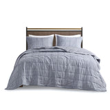 Beautyrest Guthrie Casual 3 Piece Striated Cationic Dyed Oversized Quilt Set Blue Full/Queen BR13-3872
