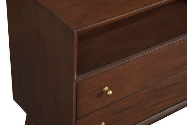 Alpine Furniture Flynn Large Nightstand, Walnut 966WAL-22 Walnut Mahogany Solids & Veneer 28 x 15 x 26