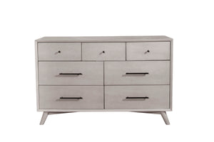 Alpine Furniture Flynn Mid Century Modern 7 Drawer Dresser, Gray 966G-03 Gray Mahogany Solids & Okoume Veneer 56 x 19 x 36.5