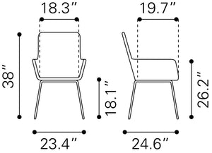 Zuo Modern Lyon Steel, Polyethylene Modern Commercial Grade Dining Chair Set - Set of 2 Natural, Black Steel, Polyethylene