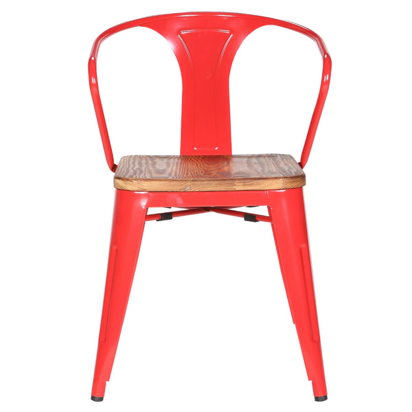 Metropolis Metal Arm Chair - Set of 4 Red