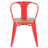 Metropolis Metal Arm Chair - Set of 4 Red