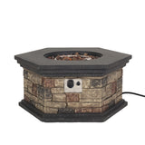 Christopher Knight Home® Chesney Outdoor 40,000 Btu Lightweight Concrete Octagonal Fire Pit (No Tank Holder), Stone Finish