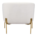 Zuo Modern Micaela 100% Polyester, Plywood, Steel Modern Commercial Grade Arm Chair Ivory, Gold 100% Polyester, Plywood, Steel