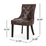 Cheney Contemporary Tufted Dining Chairs, Dark Brown Faux Leather Noble House