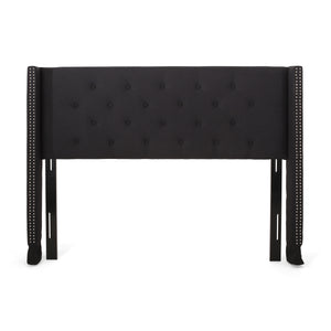 Noble House Tourmaline Contemporary Upholstered Queen/Full Headboard, Black