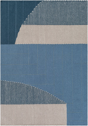 Fulham FHM-2300 Modern Wool, Cotton Rug FHM2300-81012 Denim, Medium Gray, White, Taupe, Dark Blue 80% Wool, 20% Cotton 8'10" x 12'