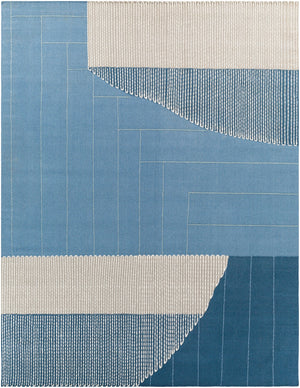 Fulham FHM-2300 Modern Wool, Cotton Rug FHM2300-810 Denim, Medium Gray, White, Taupe, Dark Blue 80% Wool, 20% Cotton 8' x 10'