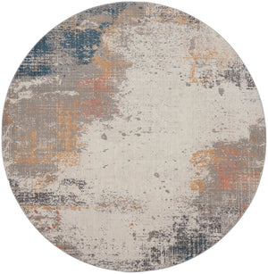 Nourison Rustic Textures RUS13 Painterly Machine Made Power-loomed Indoor Area Rug Grey/Blue 7'10" x round 99446836083