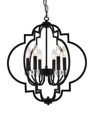 Bethel Black Chandelier in Metal & Crystal