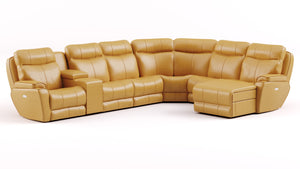 Southern Motion Showstopper 736-05P,80,84,80,80,46WC,59P Transitional  Leather Power Headrest Reclining Sectional with Wireless Power Storage Console 736-05P,80,84,80,80,46WC,59P 957-15