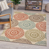 Noble House Mara Indoor/ Outdoor Floral 5 x 8 Area Rug, Beige and Blue