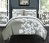 Calla Lily Grey King 3pc Duvet Set