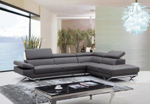 VIG Furniture Divani Casa Quebec - Modern Dark Grey Eco-Leather Right Facing Sectional Sofa VGKNK8488-ECO-GRY