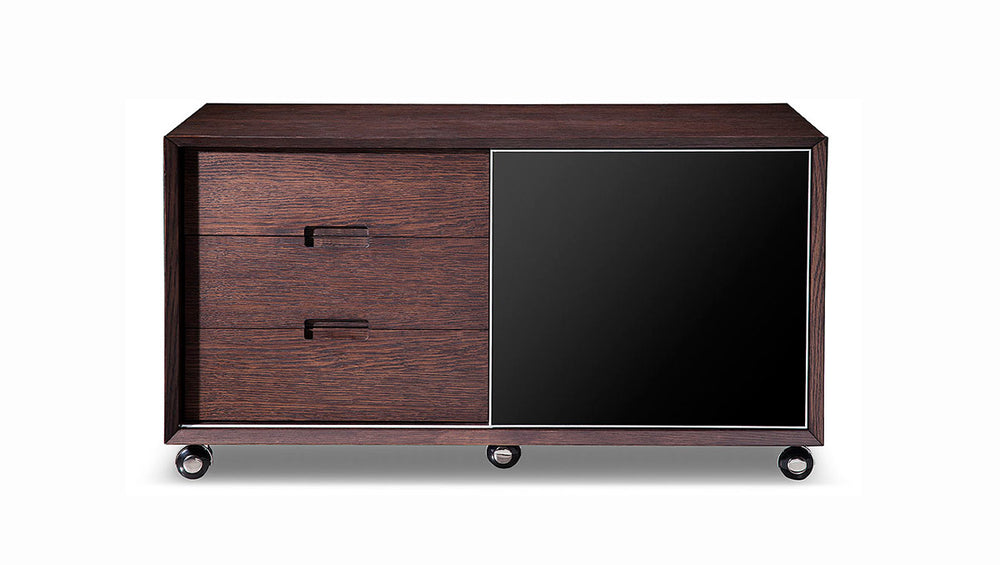 VIG Furniture Modrest Ezra Modern Brown Oak and Grey Office Desk w/ Side Cabinet VGWCS501