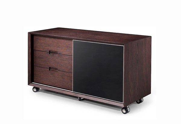 VIG Furniture Modrest Ezra Modern Brown Oak and Grey Office Desk w/ Side Cabinet VGWCS501