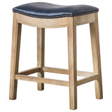 Elmo Bonded Leather Counter Stool Vintage Blue, Weathered Smoke Legs 358625B-V05-WSKD New Pacific Direct