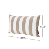 Coronado Outdoor Brown and White Striped Water Resistant Square and Rectangular Throw Pillows Noble House
