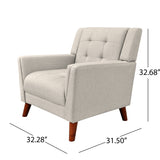 Candace Mid Century Modern Fabric Arm Chair, Beige