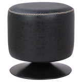 Gaia Modern Industrial Round Ottoman with 360-Degree Swivel, Charming X-Stitch, Fully Assembled