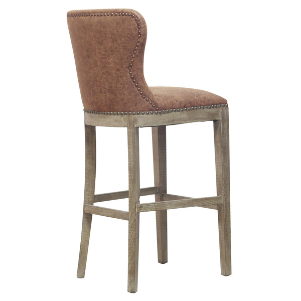 Dorsey Faux Leather Bar Stool – Stylish, Distressed Design for Modern or Transitional Spaces, 30” Height