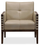 Carverdale Leather Club Chair with Wood Frame