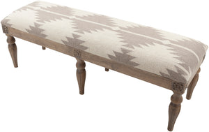 James FL-1175 Traditional Wool, Wood Upholstered Bench FL-1175 Medium Gray, N/A, Camel Wool, Wood 19"H x 59"W x 18"D