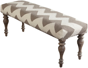 Frontier FL-1029 Traditional Wool, Wood Upholstered Bench FL1029-471517 Cream, N/A, Taupe Wool, Wood 17"H x 47"W x 15"D