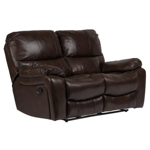 Porter Designs Ramsey Leather-Look Dual seat Transitional Reclining Love Brown 03-112C-02B-6013