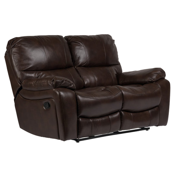 Porter Designs Ramsey Leather-Look Dual seat Transitional Reclining Love Brown 03-112C-02B-6013