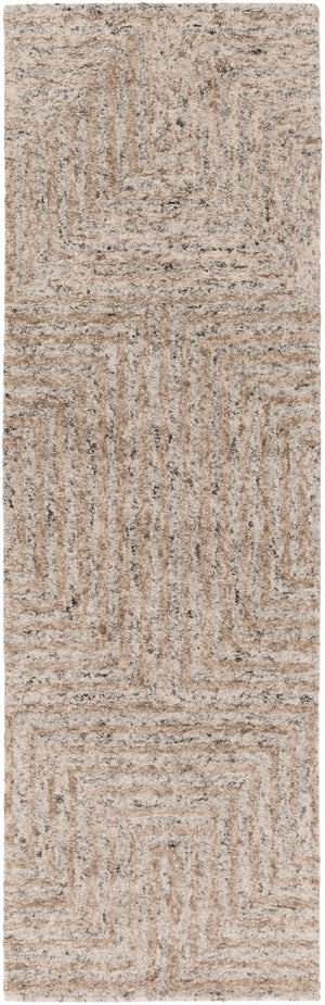 Falcon FLC-8000 Modern Viscose, Wool Rug FLC8000-268 Ivory, Taupe, Dark Brown 70% Viscose, 30% Wool 2'6" x 8'