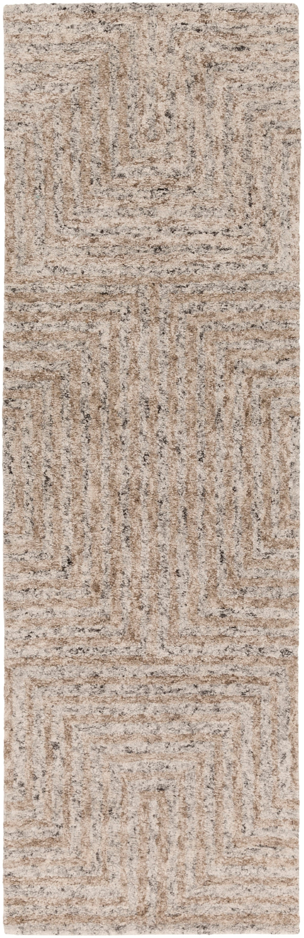 Falcon FLC-8000 Modern Viscose, Wool Rug FLC8000-268 Ivory, Taupe, Dark Brown 70% Viscose, 30% Wool 2'6" x 8'