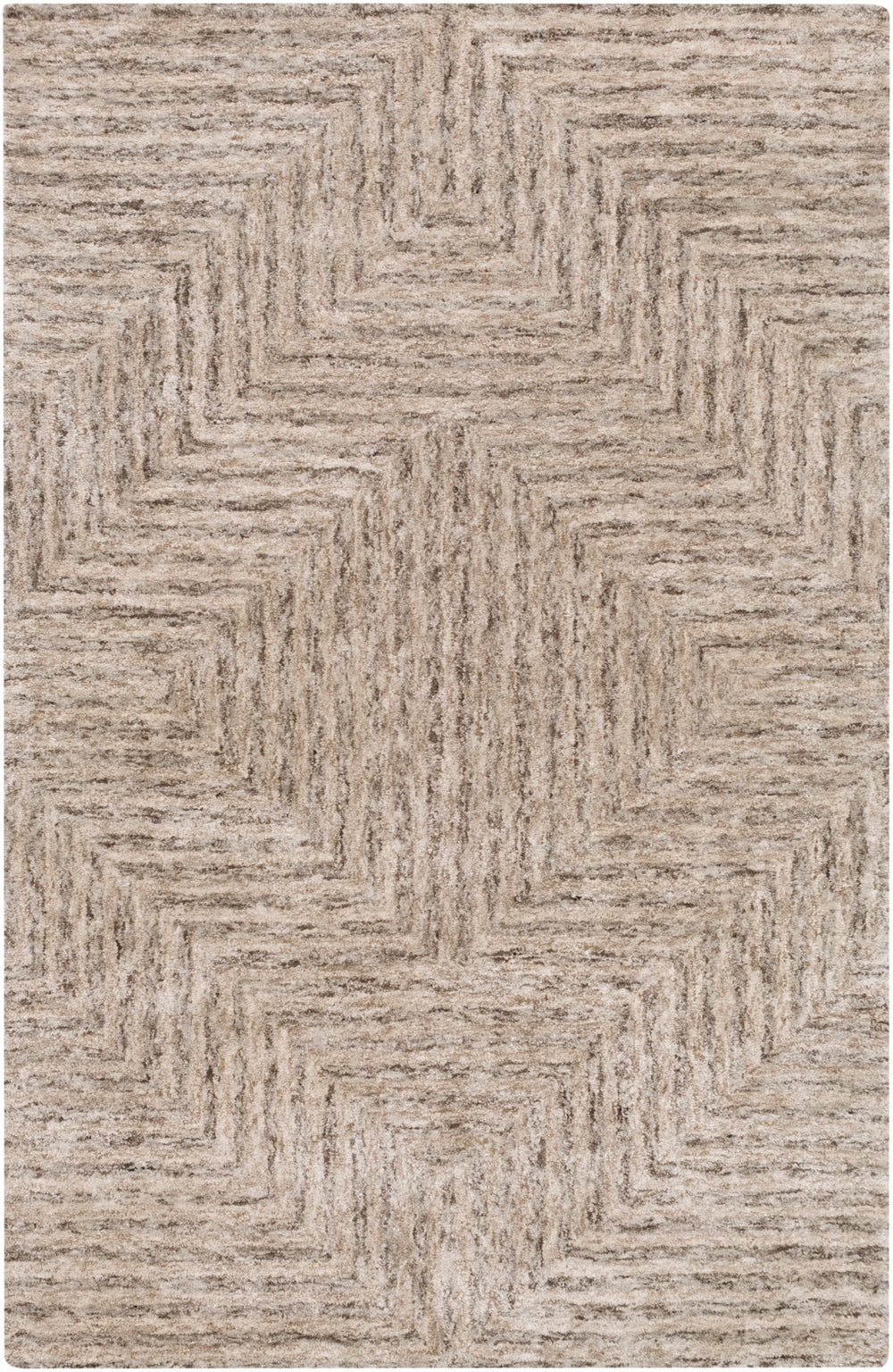 Falcon FLC-8000 Modern Viscose, Wool Rug FLC8000-913 Ivory, Taupe, Dark Brown 70% Viscose, 30% Wool 9' x 13'