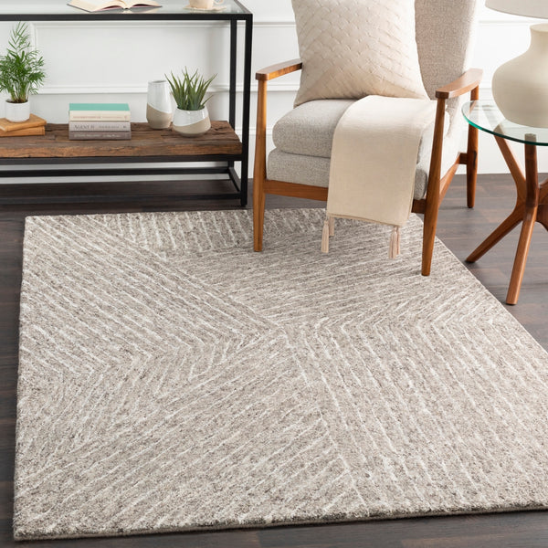 Falcon FLC-8003 Modern Viscose, Wool Rug FLC8003-913 Camel, White, Dark Brown, Taupe 70% Viscose, 30% Wool 9' x 13'