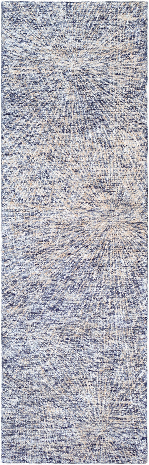 Falcon FLC-8008 Modern Viscose, Wool Rug FLC8008-268 Navy, Khaki, Cream 70% Viscose, 30% Wool 2'6" x 8'