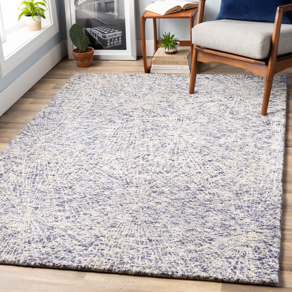 Falcon FLC-8008 Modern Viscose, Wool Rug FLC8008-913 Navy, Khaki, Cream 70% Viscose, 30% Wool 9' x 13'