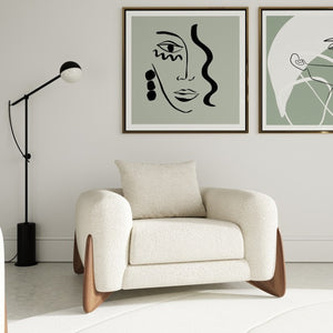 VIG Furniture Modrest Fleury - Contemporary Cream Fabric and Walnut Lounge Chair VGCS-21073-CH VGCS-21073-CH